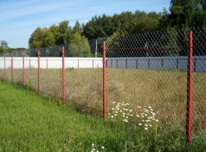 Дачный забор из рабицы на металлических столбах